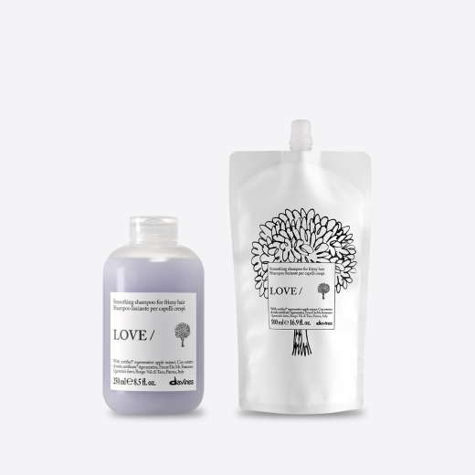 Love Smoothing Davines, Kit Love Smoothing, Love Smoothing Shampoo, Love Smoothing Refill, shampoo anti-frizz, cabelo frisado, cabelo rebelde, cabelo difícil de disciplinar, controlar o frizz, cabelo disciplinado, cabelo suave, controlo da humidade, prote
